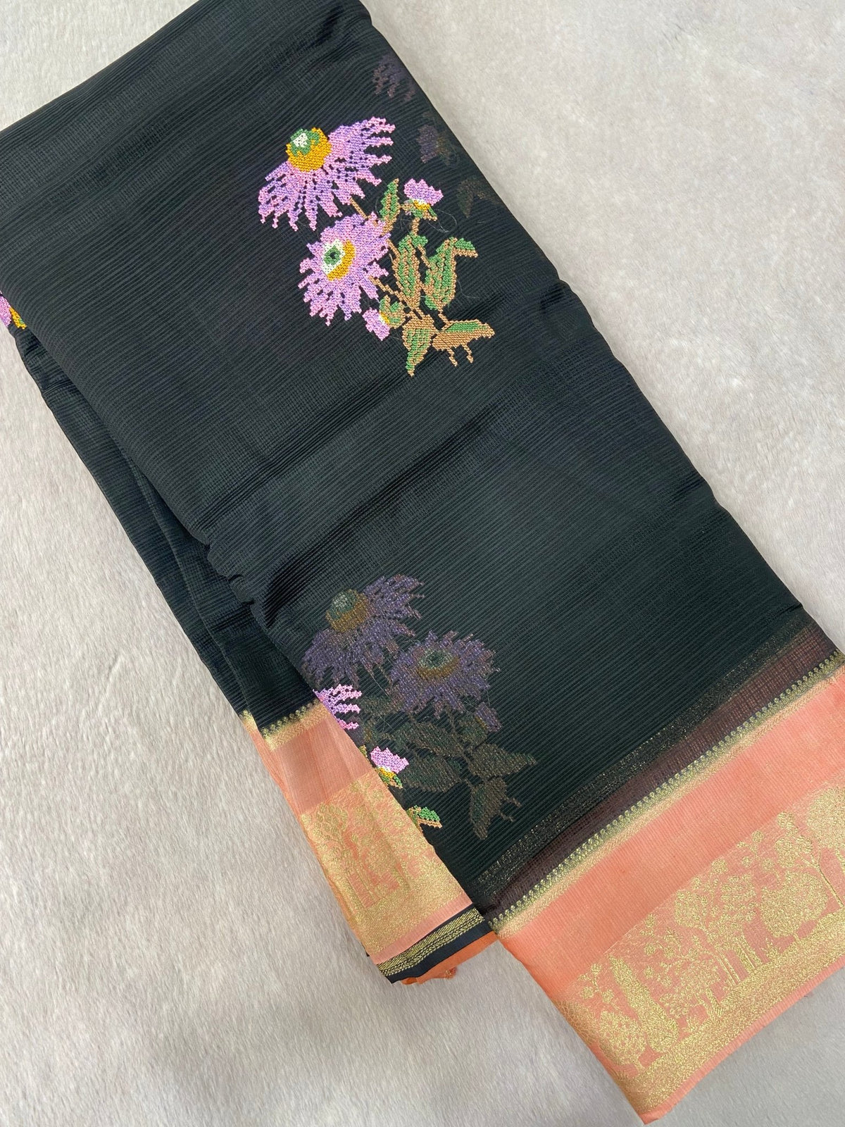 Pure Kota Embroidery Silk Saree - Kanjeevaram Silk Mandir