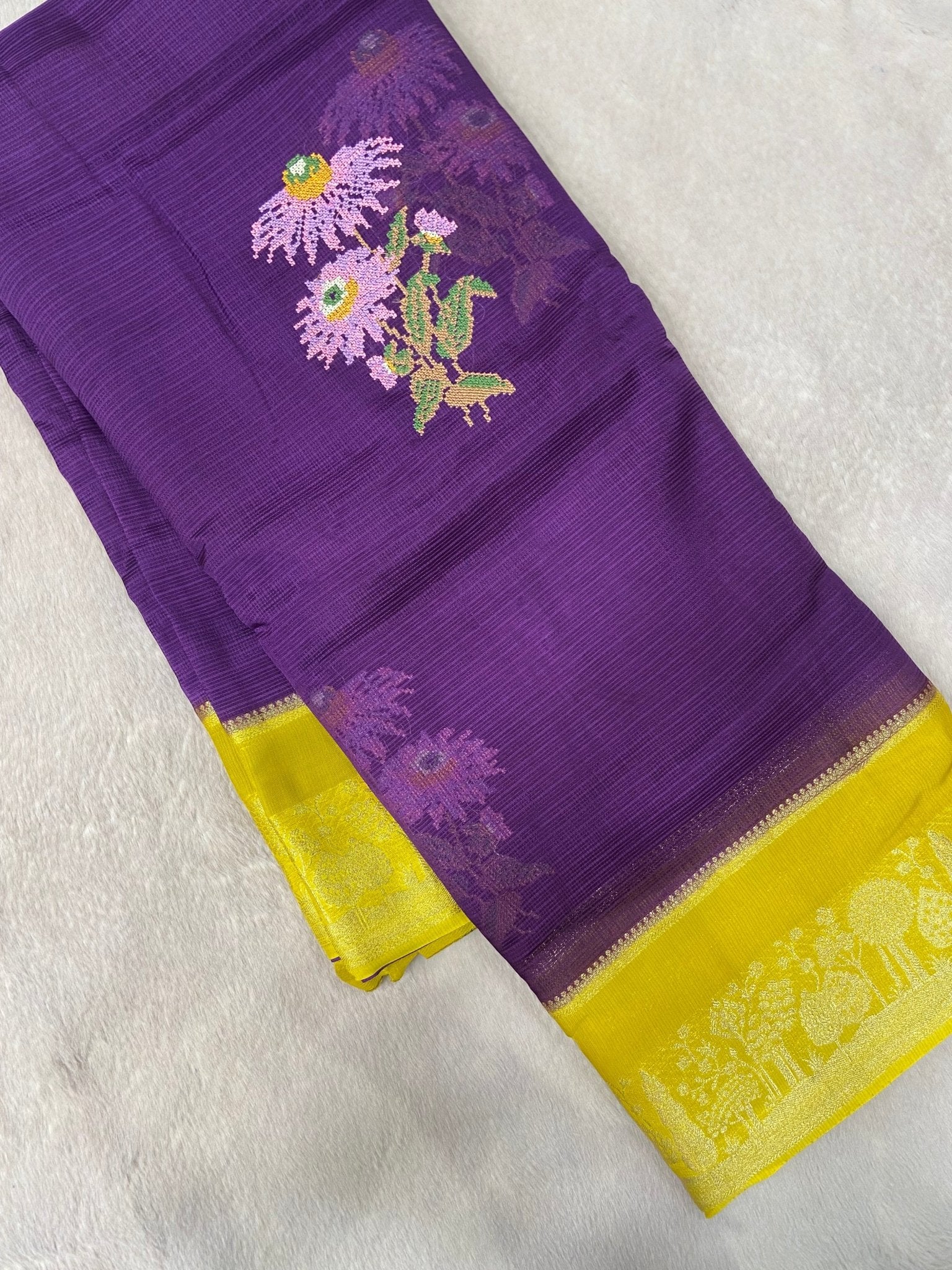 Pure Kota Embroidery Silk Saree - Kanjeevaram Silk Mandir