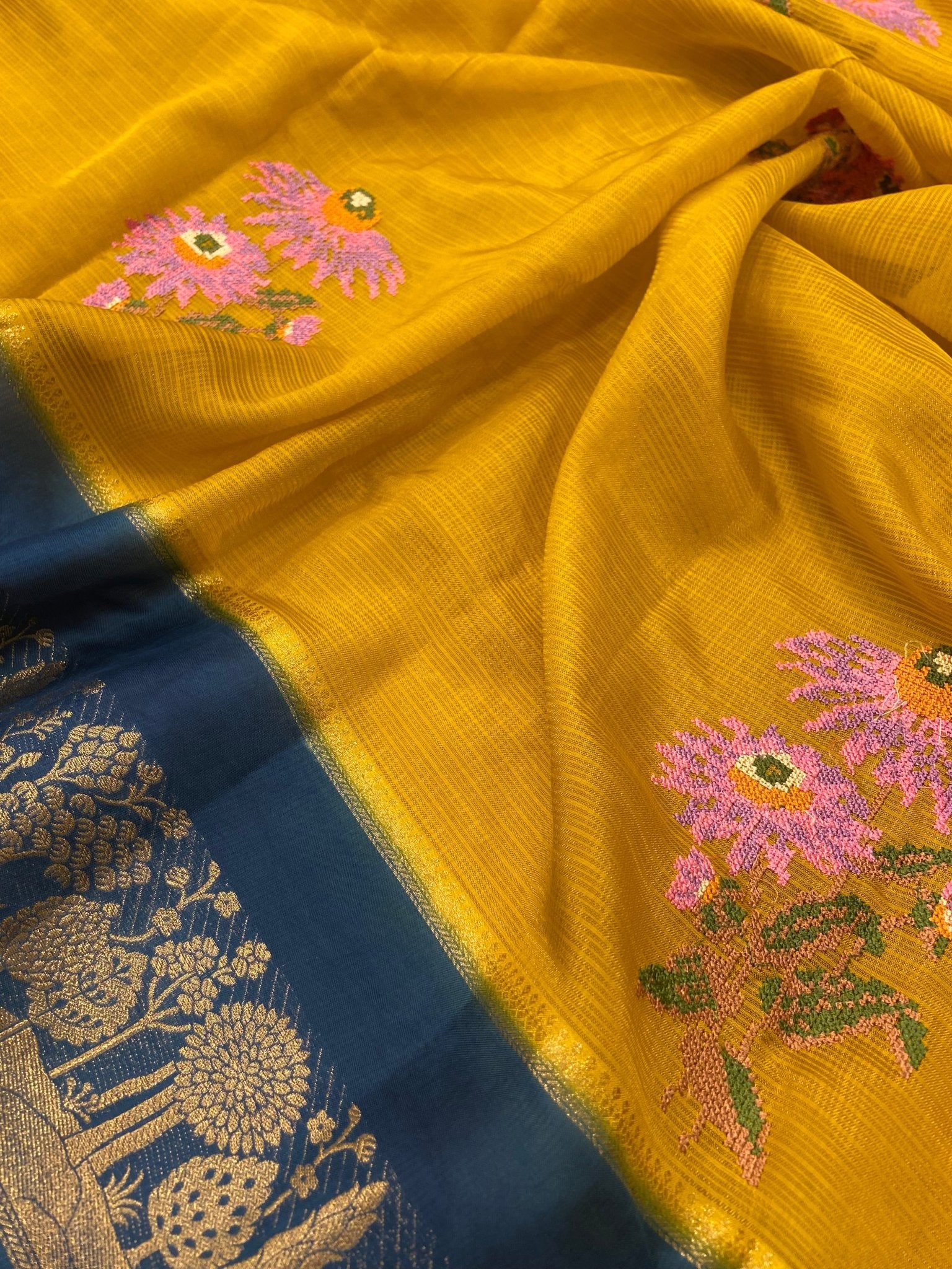 Pure Kota Embroidery Silk Saree - Kanjeevaram Silk Mandir