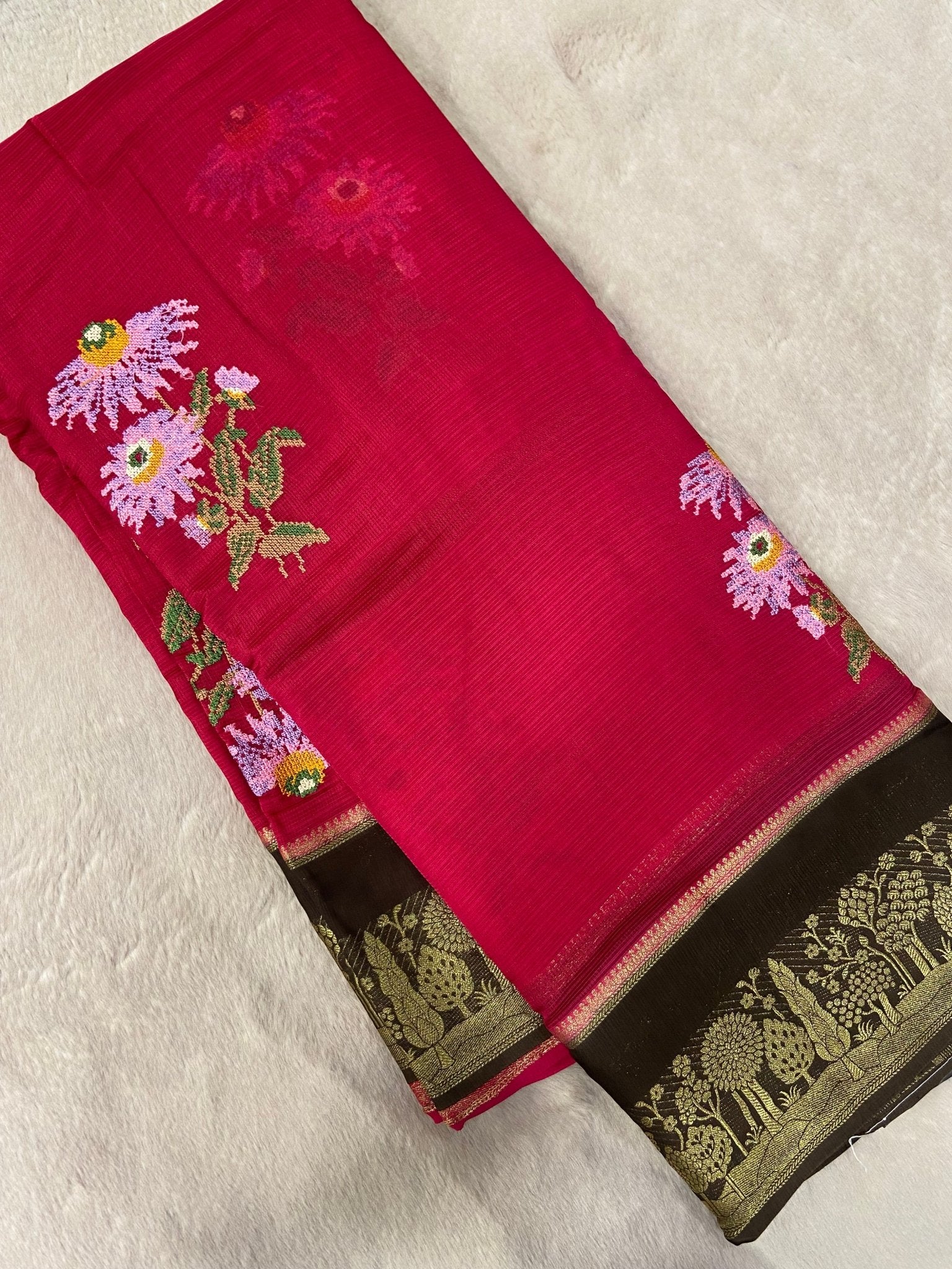 Pure Kota Embroidery Silk Saree - Kanjeevaram Silk Mandir