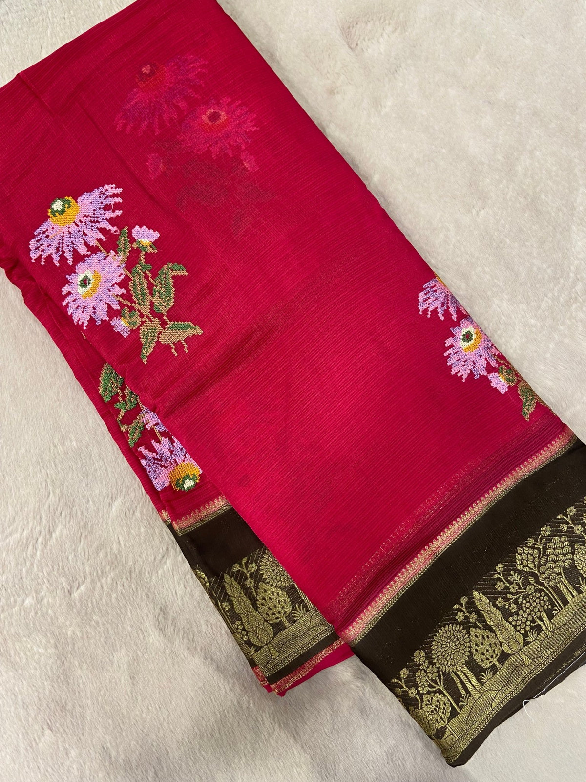 Pure Kota Embroidery Silk Saree - Kanjeevaram Silk Mandir