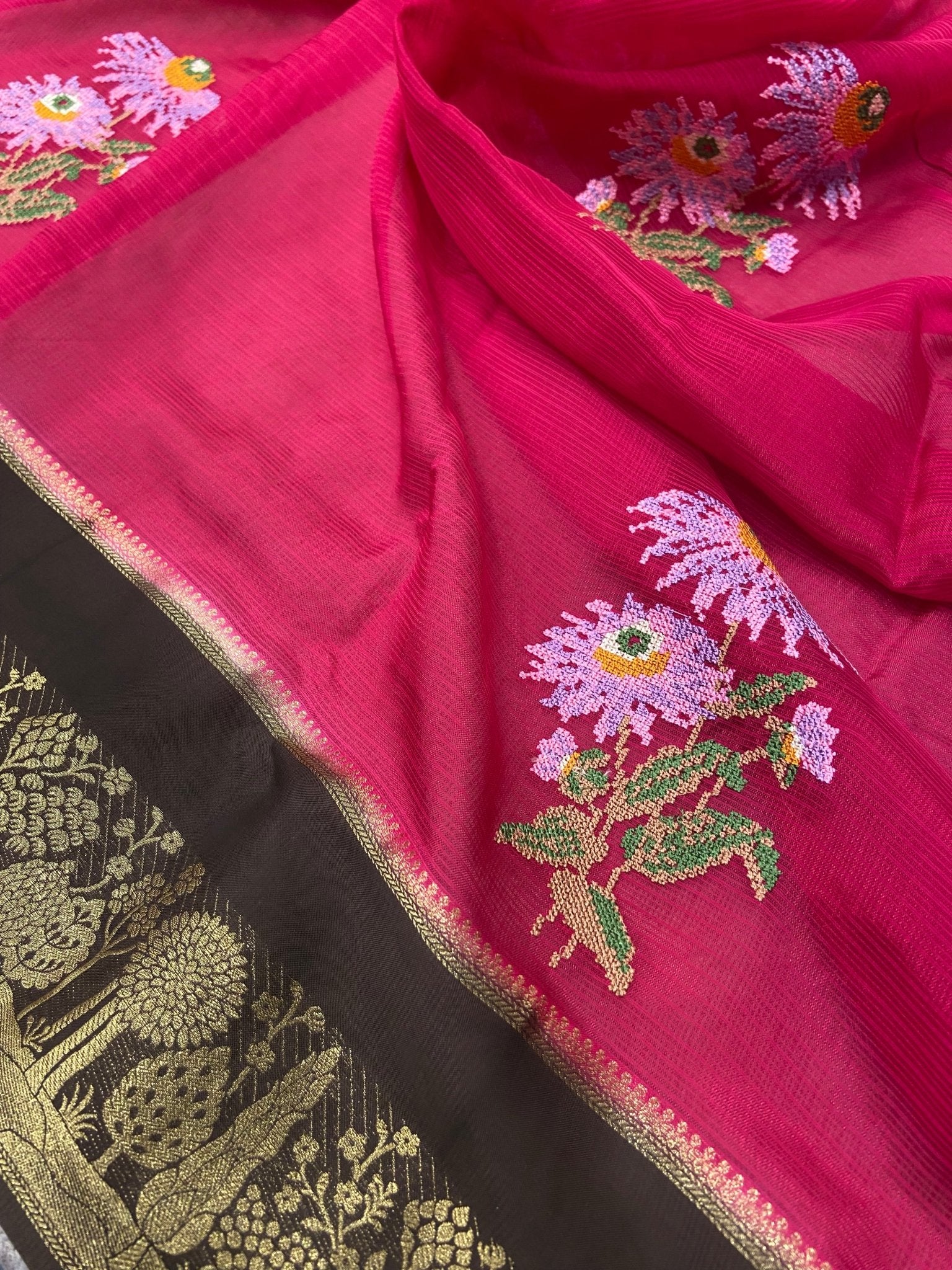 Pure Kota Embroidery Silk Saree - Kanjeevaram Silk Mandir