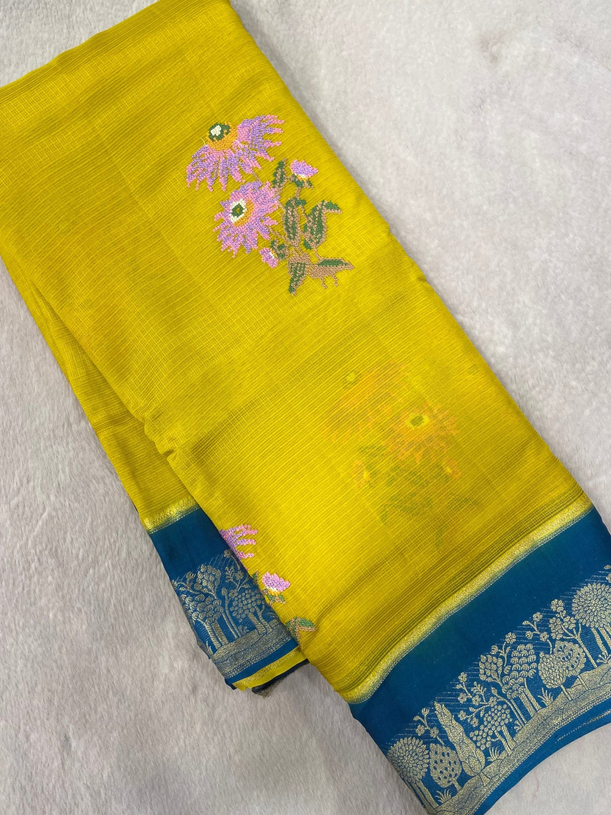 Pure Kota Embroidery Silk Saree - Kanjeevaram Silk Mandir