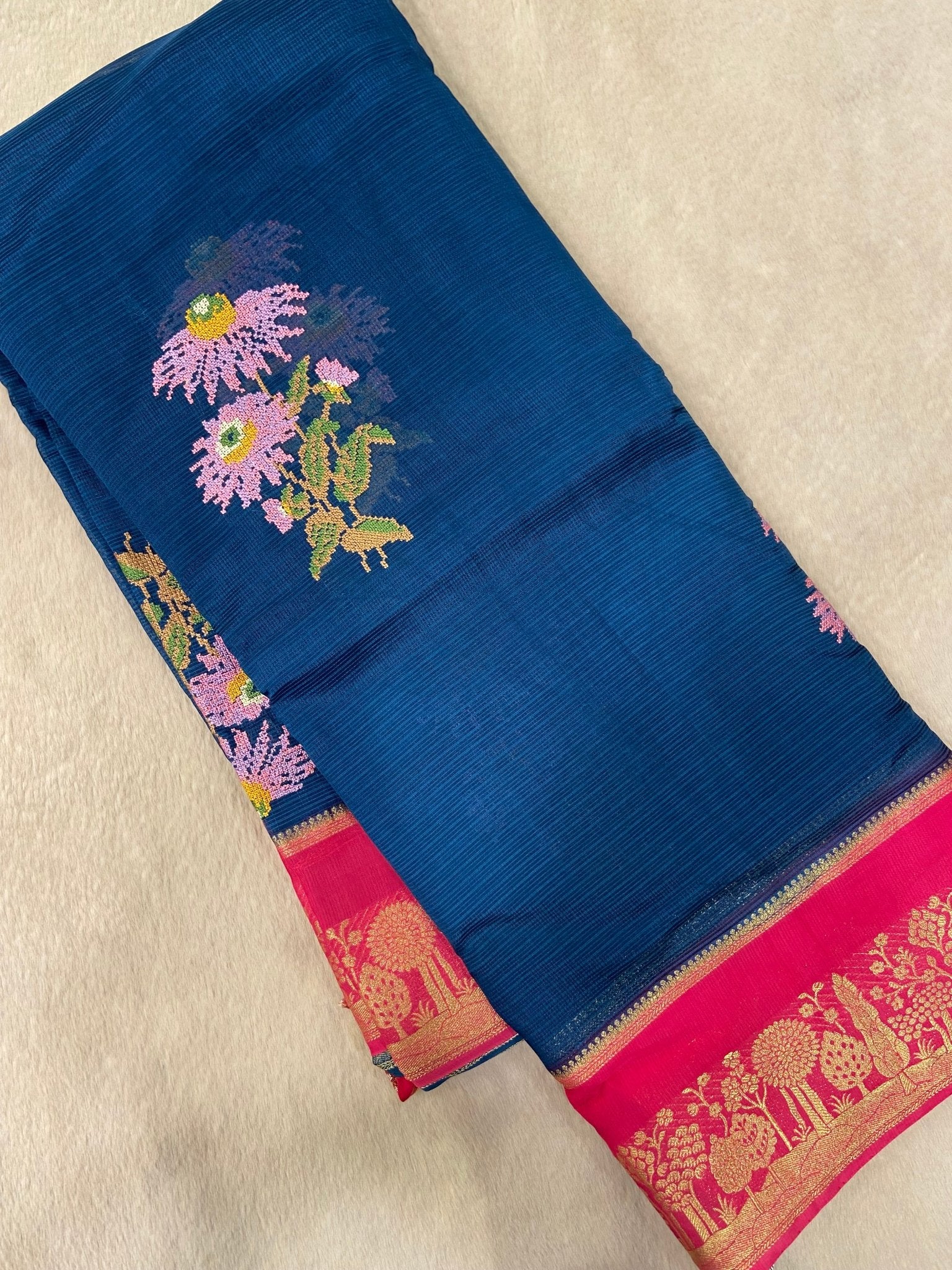 Pure Kota Embroidery Silk Saree - Kanjeevaram Silk Mandir