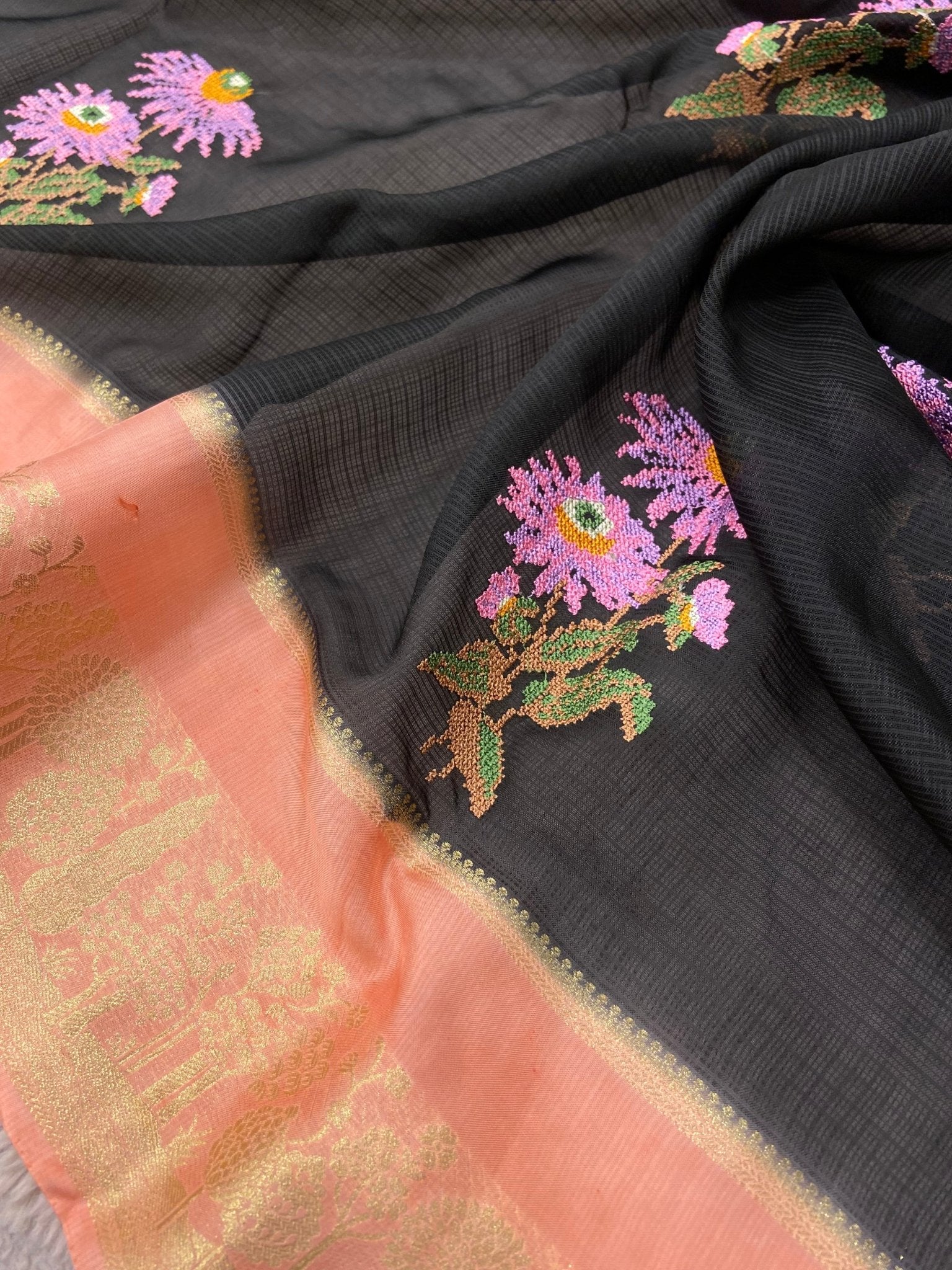 Pure Kota Embroidery Silk Saree - Kanjeevaram Silk Mandir