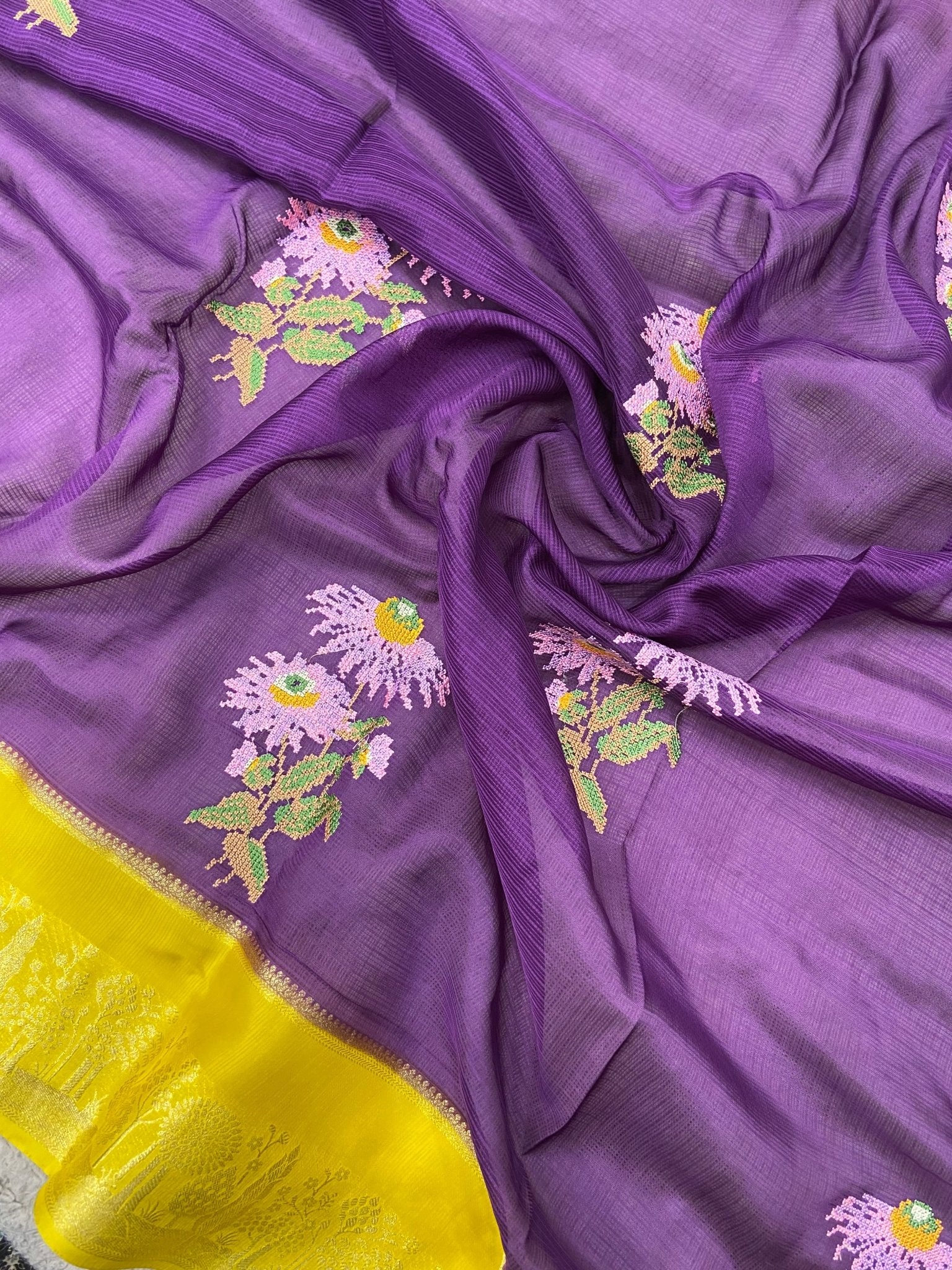 Pure Kota Embroidery Silk Saree - Kanjeevaram Silk Mandir