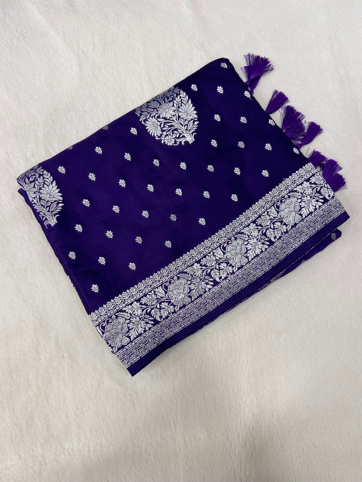 Pure Mashru Crepe Satin Silk Saree - Kanjeevaram Silk Mandir