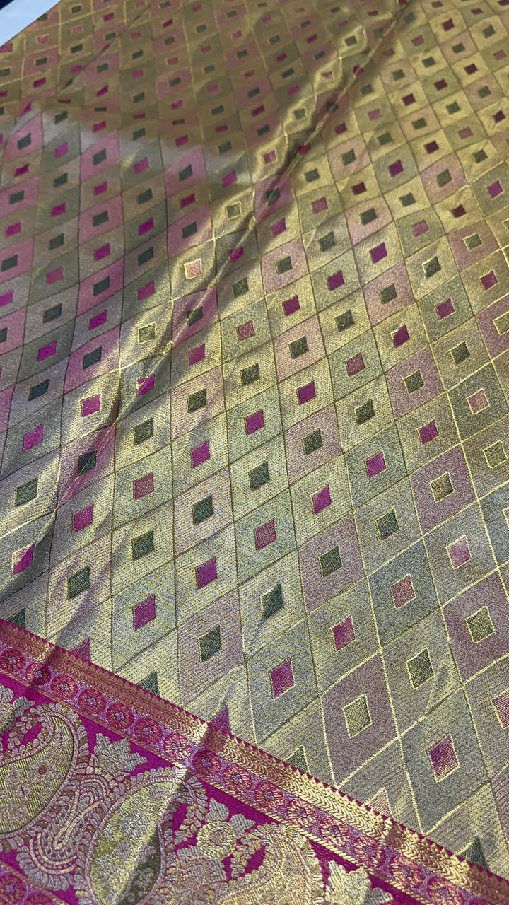 Pure Meenakari handloom Kanjeevaram silk mark certified saree - Kanjeevaram Silk Mandir