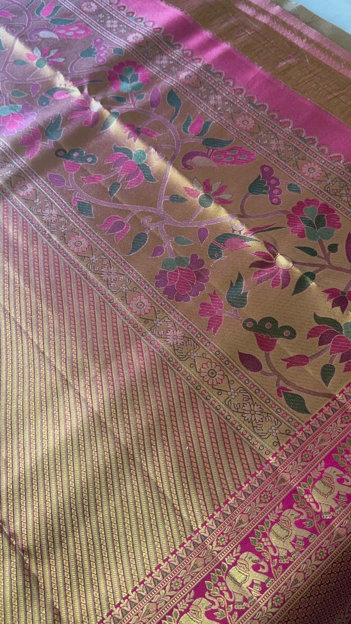 Pure Meenakari handloom Kanjeevaram silk mark certified saree - Kanjeevaram Silk Mandir