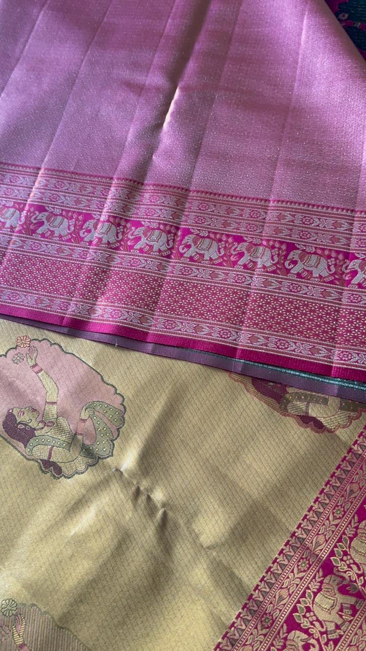 Pure Meenakari handloom Kanjeevaram silk mark certified saree - Kanjeevaram Silk Mandir