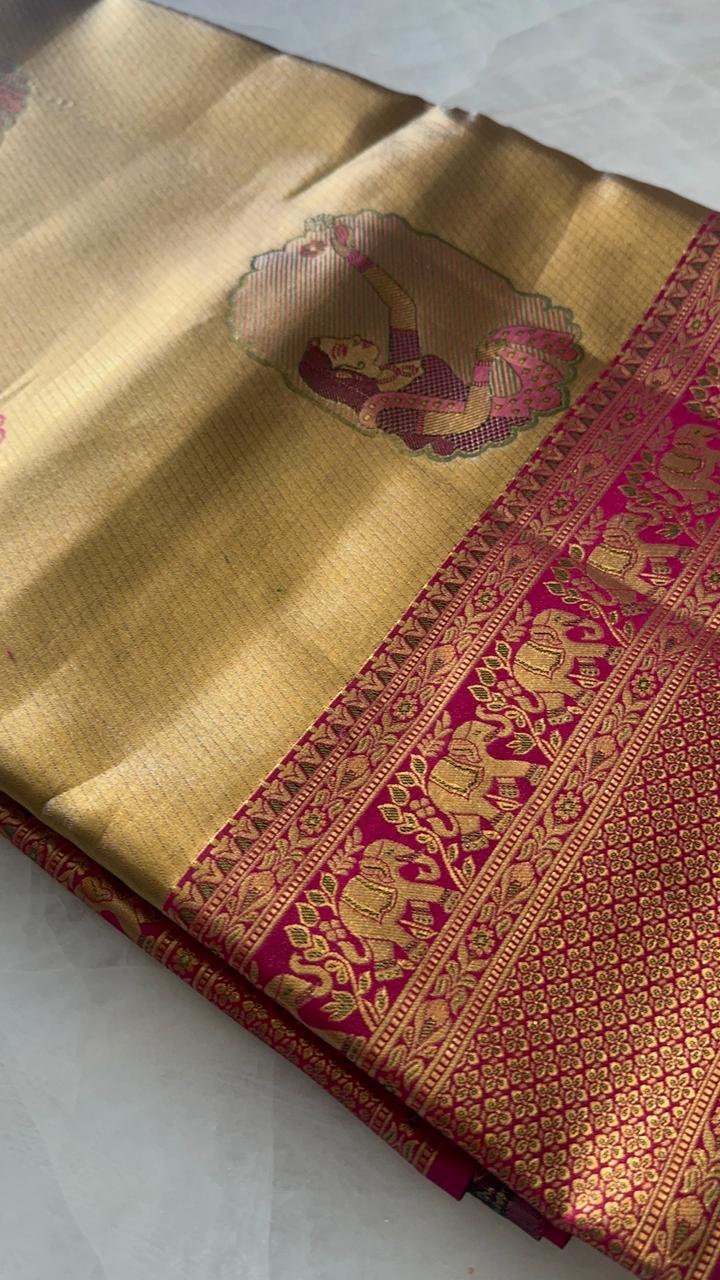 Pure Meenakari handloom Kanjeevaram silk mark certified saree - Kanjeevaram Silk Mandir