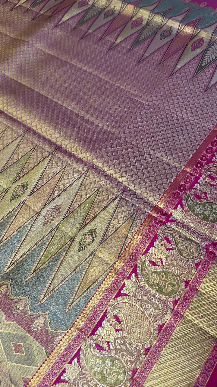 Pure Meenakari handloom Kanjeevaram silk mark certified saree - Kanjeevaram Silk Mandir