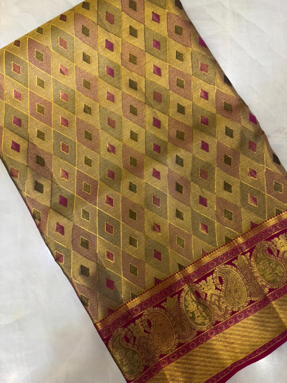 Pure Meenakari handloom Kanjeevaram silk mark certified saree - Kanjeevaram Silk Mandir