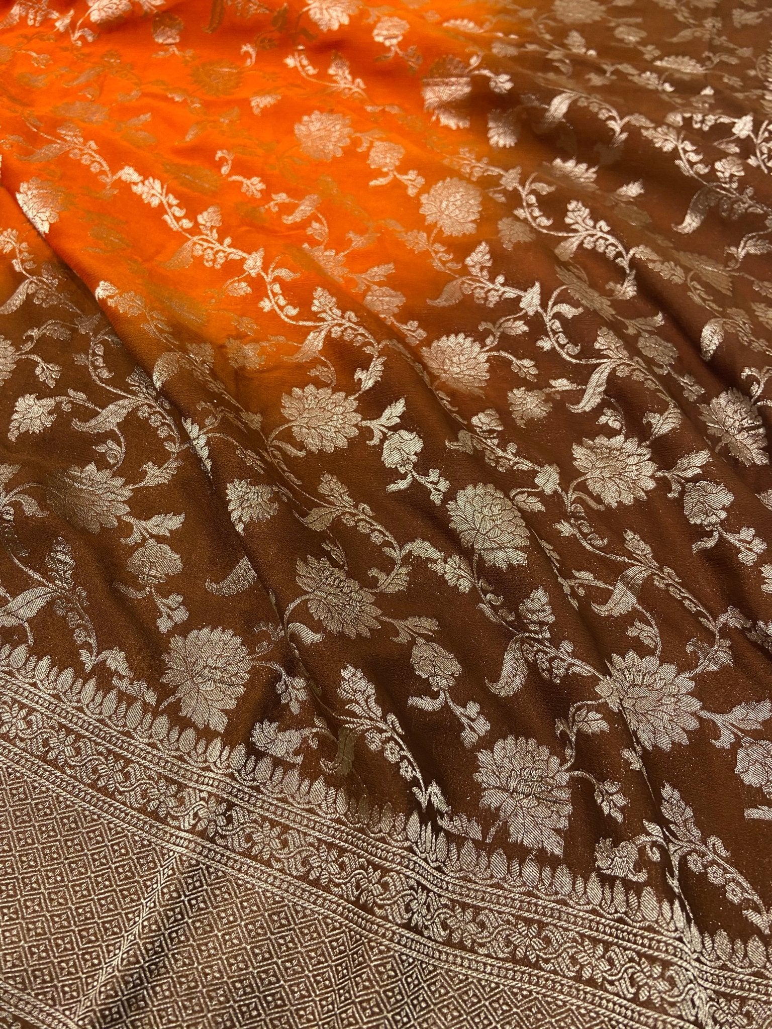Pure Mix Banarasi Georgette Dual Tone Saree - Kanjeevaram Silk Mandir