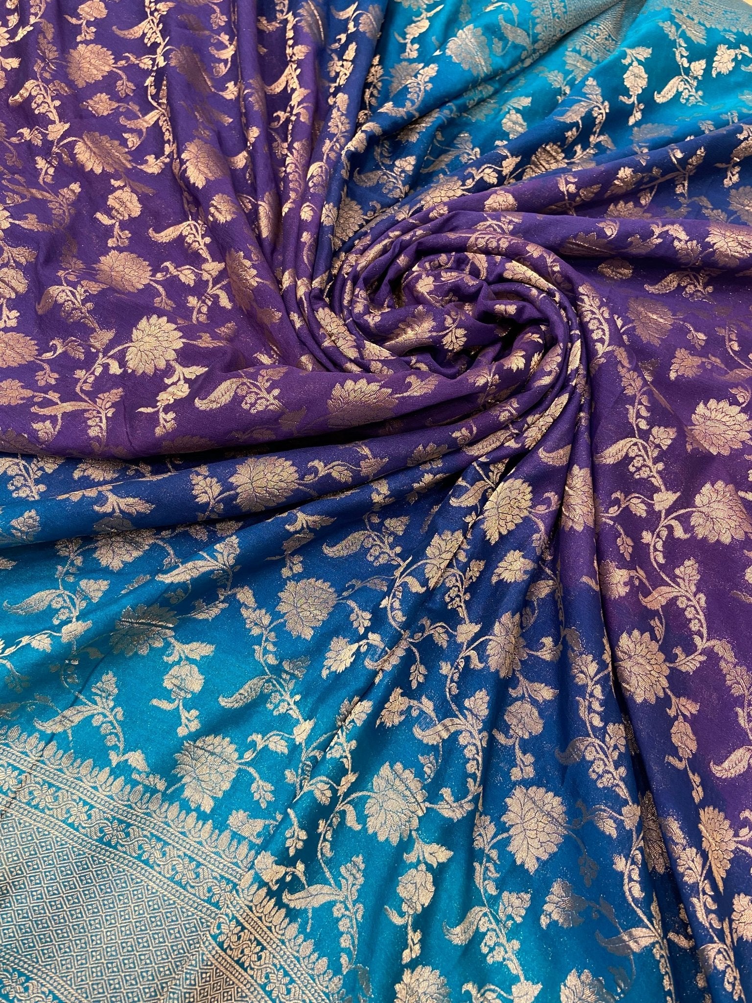 Pure Mix Banarasi Georgette Dual Tone Saree - Kanjeevaram Silk Mandir