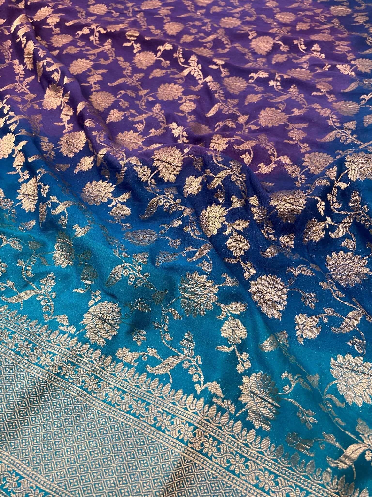 Pure Mix Banarasi Georgette Dual Tone Saree - Kanjeevaram Silk Mandir