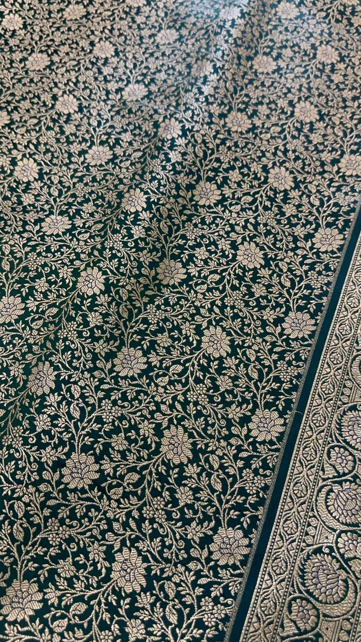 Pure Mix Banarasi Kathan Silk Saree (Green) - Kanjeevaram Silk Mandir