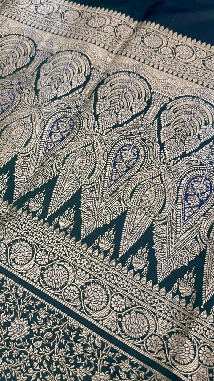 Pure Mix Banarasi Kathan Silk Saree (Green) - Kanjeevaram Silk Mandir