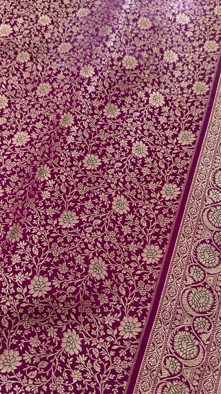 Pure Mix Banarasi Kathan Silk Saree (Purple) - Kanjeevaram Silk Mandir