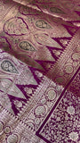 Pure Mix Banarasi Kathan Silk Saree (Purple) - Kanjeevaram Silk Mandir
