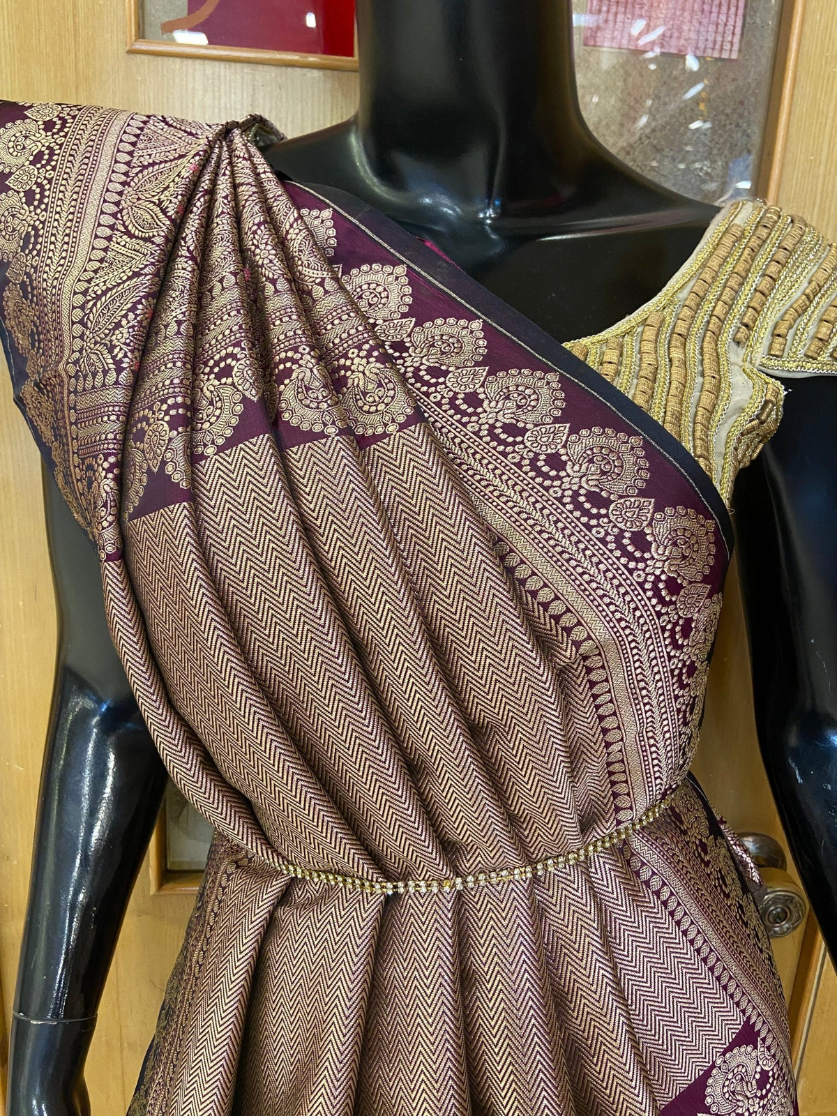 Pure Mix Banarasi Kathan Silk Saree (Purple) - Kanjeevaram Silk Mandir