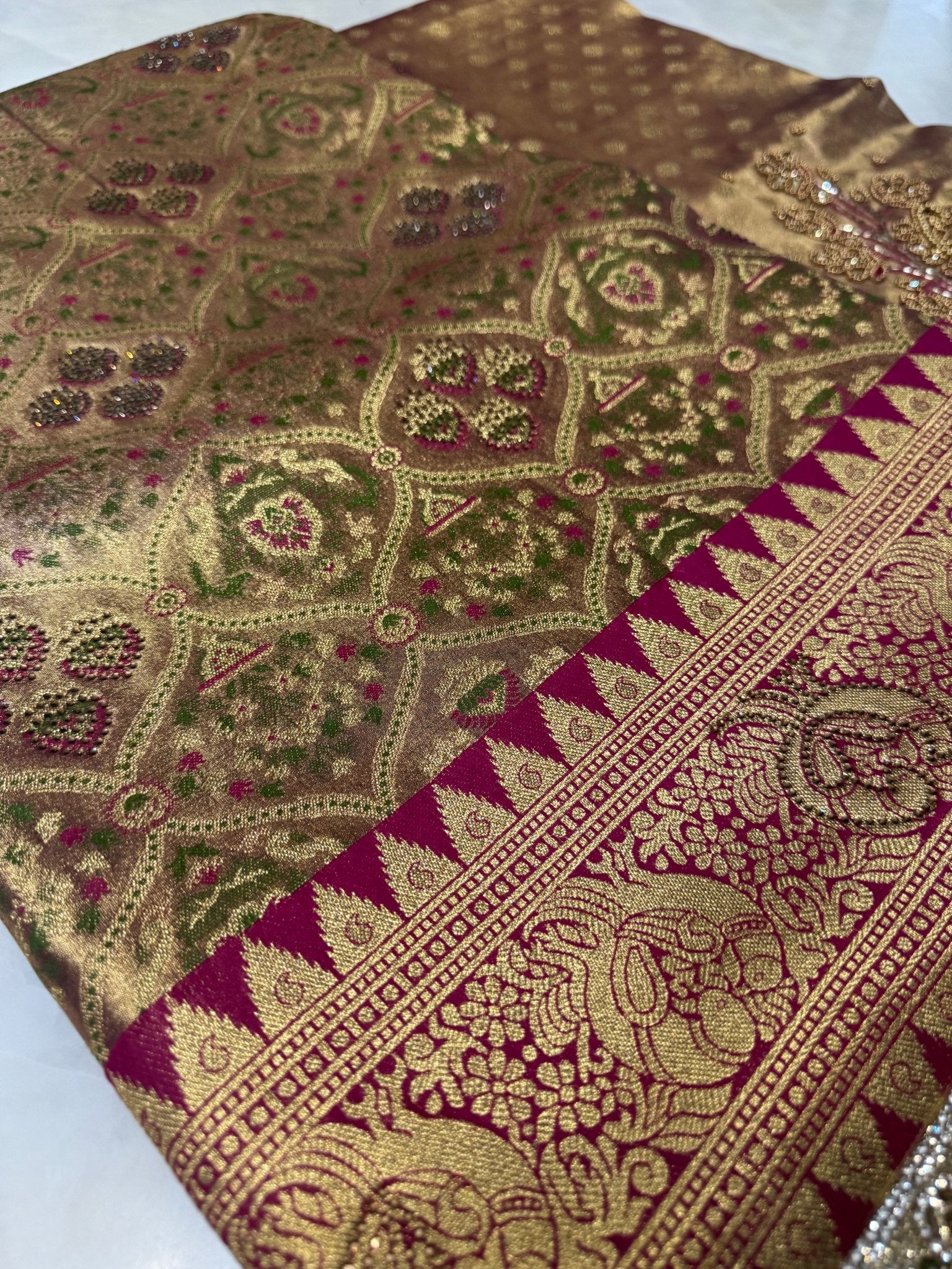 Pure mix bridal tissue semi silk saree with work blouse💠 - Kanjeevaram Silk Mandir