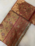 Pure mix bridal tissue semi silk saree with work blouse 💓 - Kanjeevaram Silk Mandir