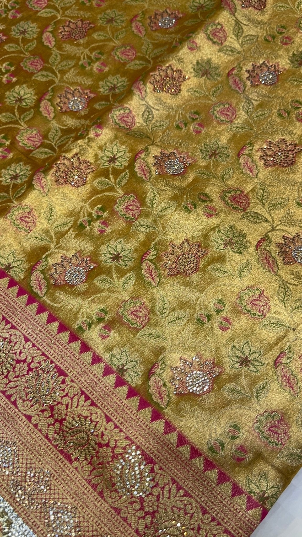 Pure mix bridal tissue semi silk saree with work blouse🦚 - Kanjeevaram Silk Mandir