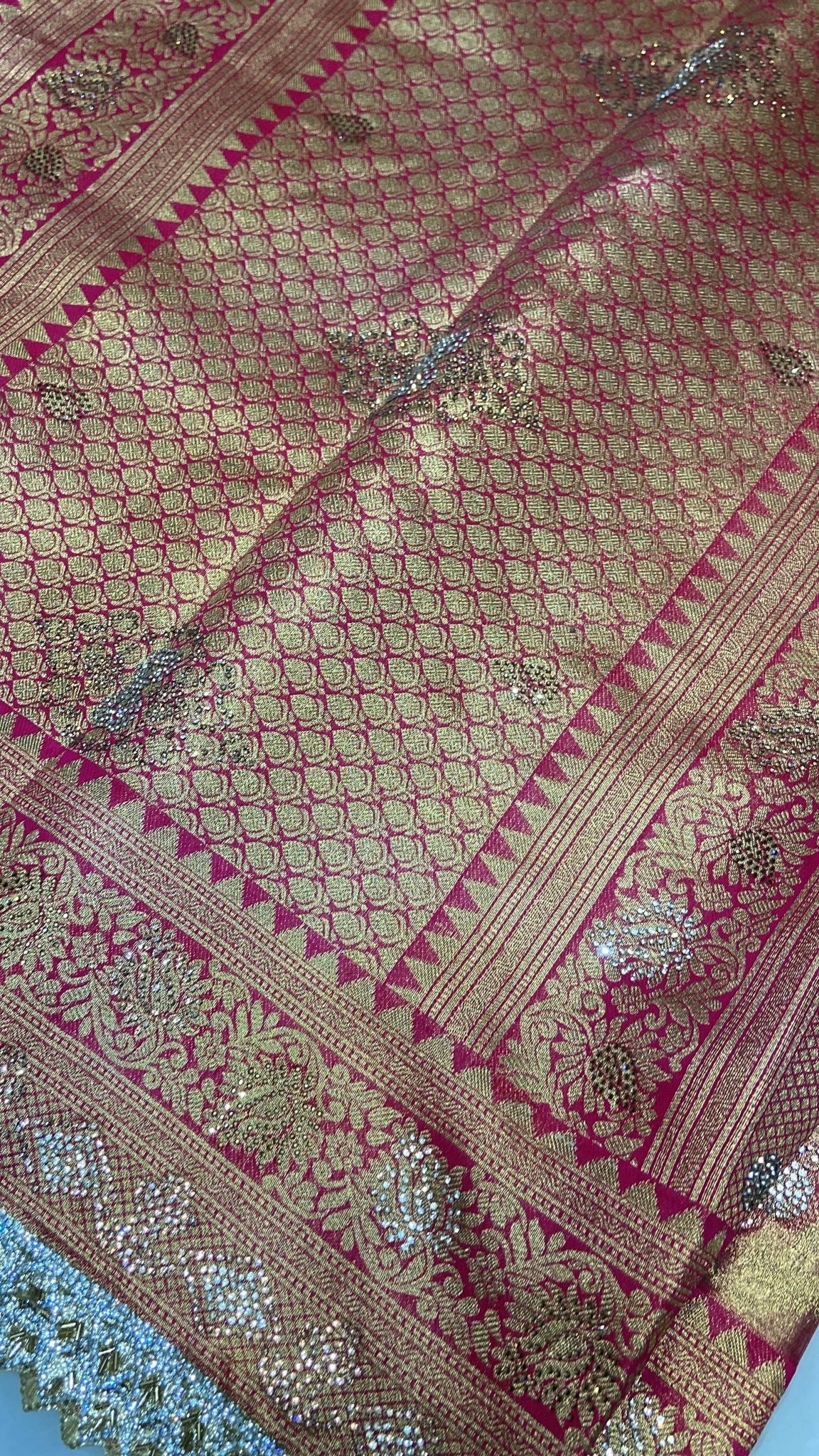Pure mix bridal tissue semi silk saree with work blouse 💓 - Kanjeevaram Silk Mandir