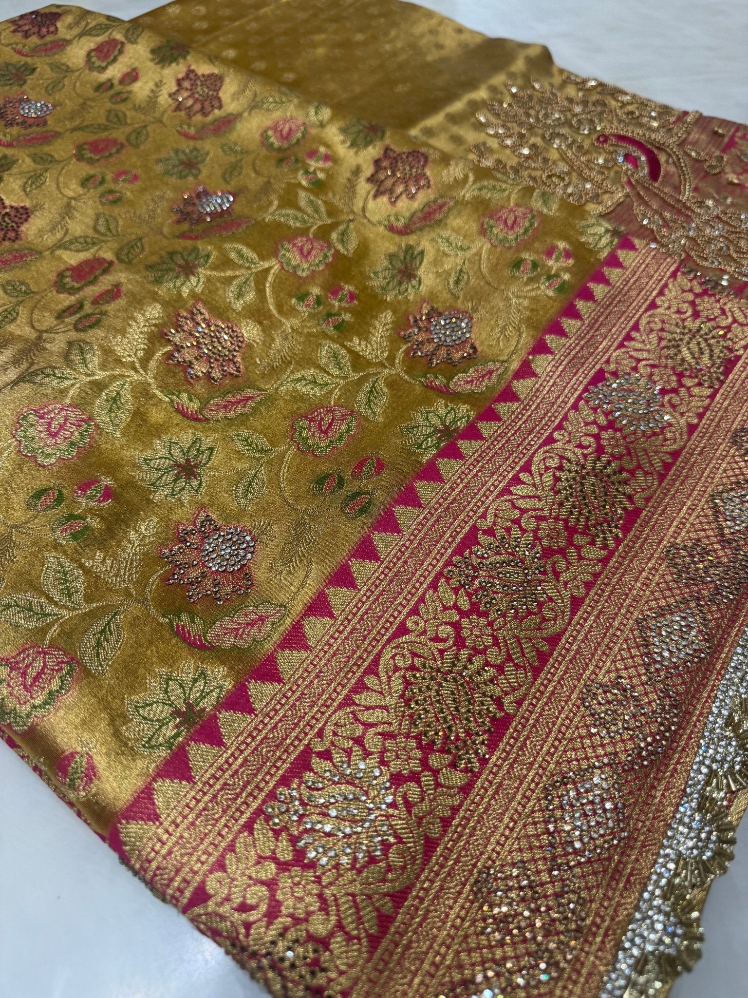 Pure mix bridal tissue semi silk saree with work blouse🦚 - Kanjeevaram Silk Mandir