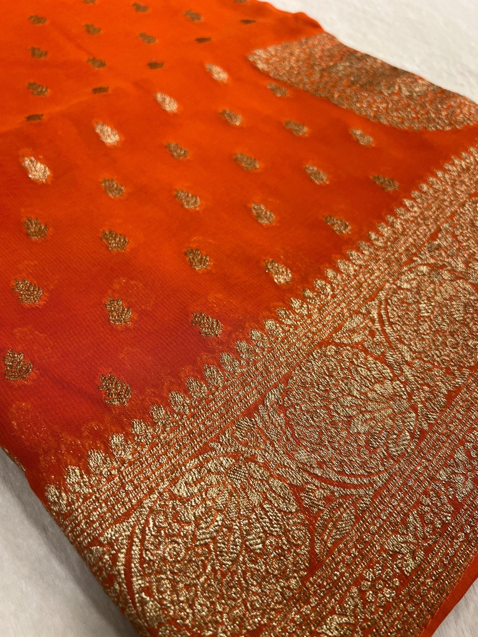 Pure Mix Crepe Georgette Saree - Kanjeevaram Silk Mandir