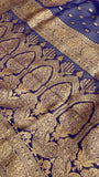 Pure Mix Crepe Georgette Saree(purplish blue) - Kanjeevaram Silk Mandir