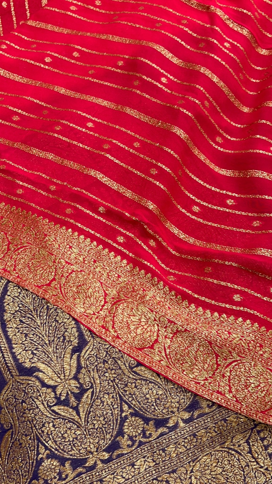 Pure Mix Crepe Georgette Saree(purplish blue) - Kanjeevaram Silk Mandir