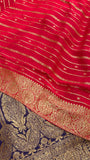 Pure Mix Crepe Georgette Saree(purplish blue) - Kanjeevaram Silk Mandir
