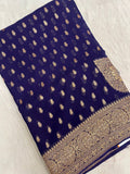 Pure Mix Crepe Georgette Saree(purplish blue) - Kanjeevaram Silk Mandir
