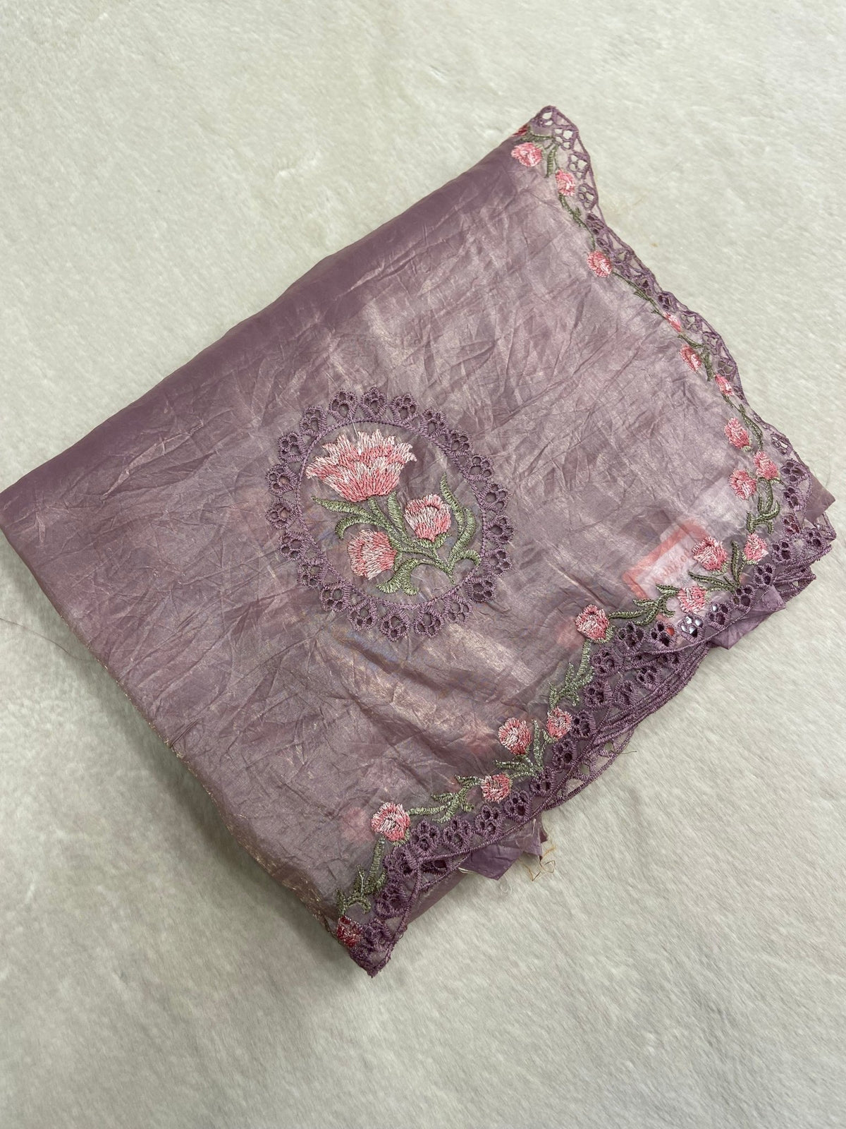Pure paper crush organza saree - Kanjeevaram Silk Mandir