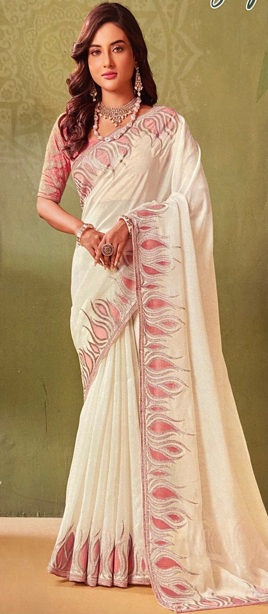 Pure soft organza saree with grand border and blouse - Kanjeevaram Silk Mandir