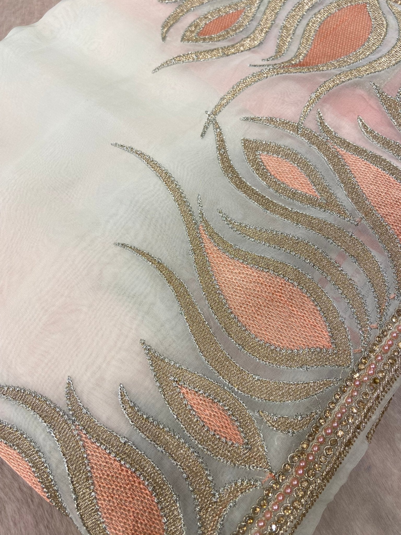 Pure soft organza saree with grand border and blouse - Kanjeevaram Silk Mandir