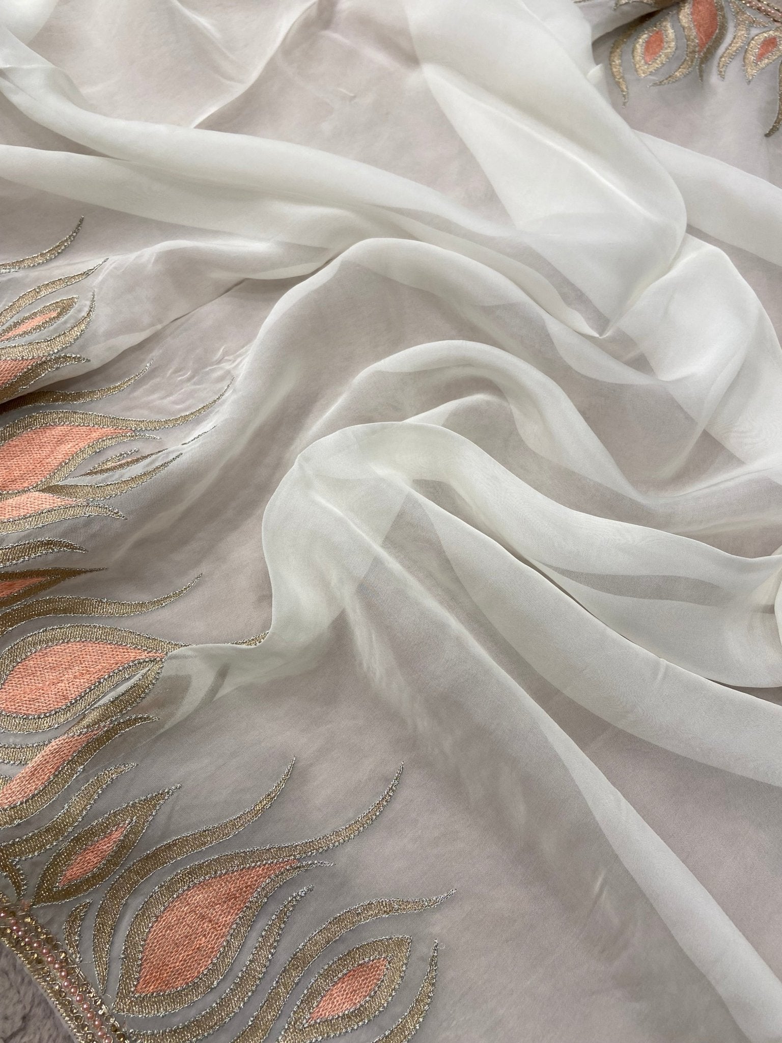 Pure soft organza saree with grand border and blouse - Kanjeevaram Silk Mandir