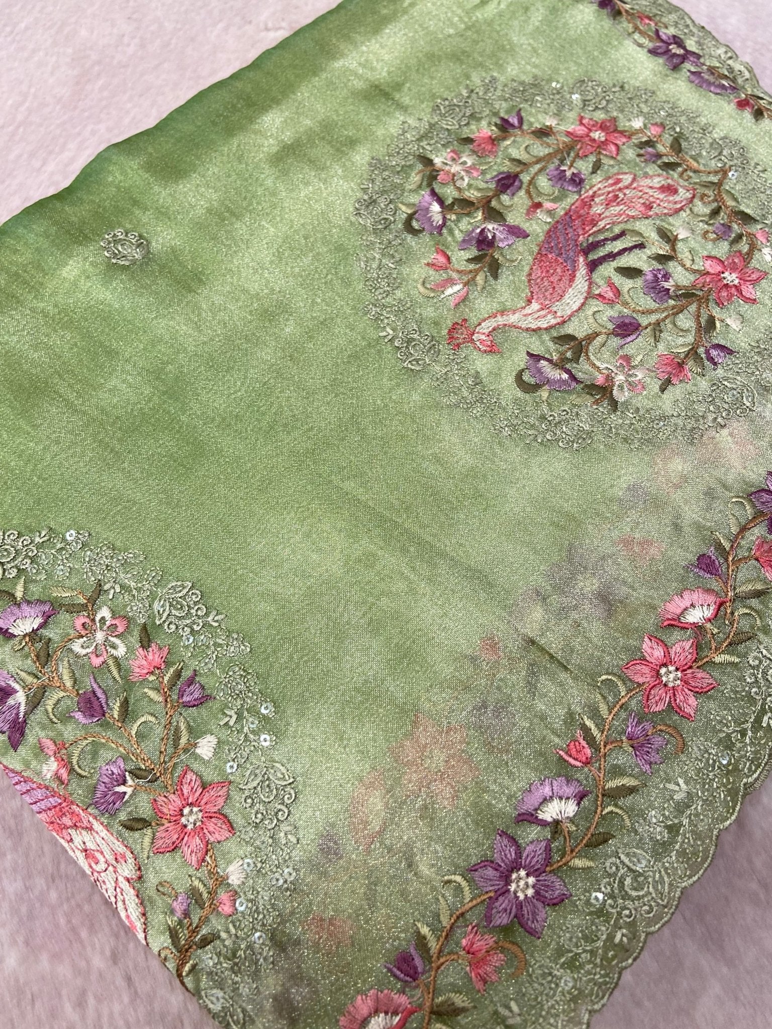Pure Soft Tissue Organza Saree 💚 - Kanjeevaram Silk Mandir