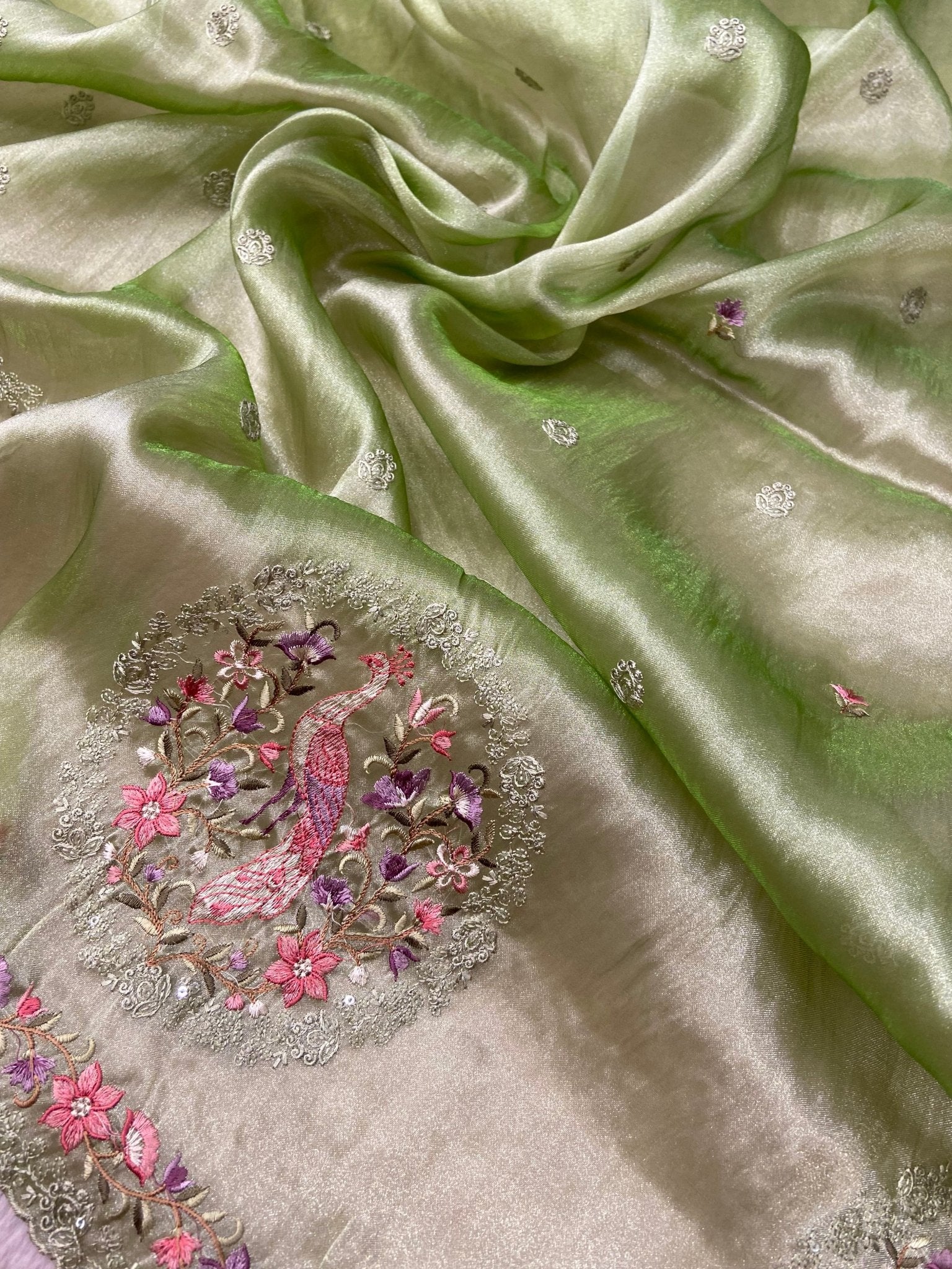 Pure Soft Tissue Organza Saree 💚 - Kanjeevaram Silk Mandir