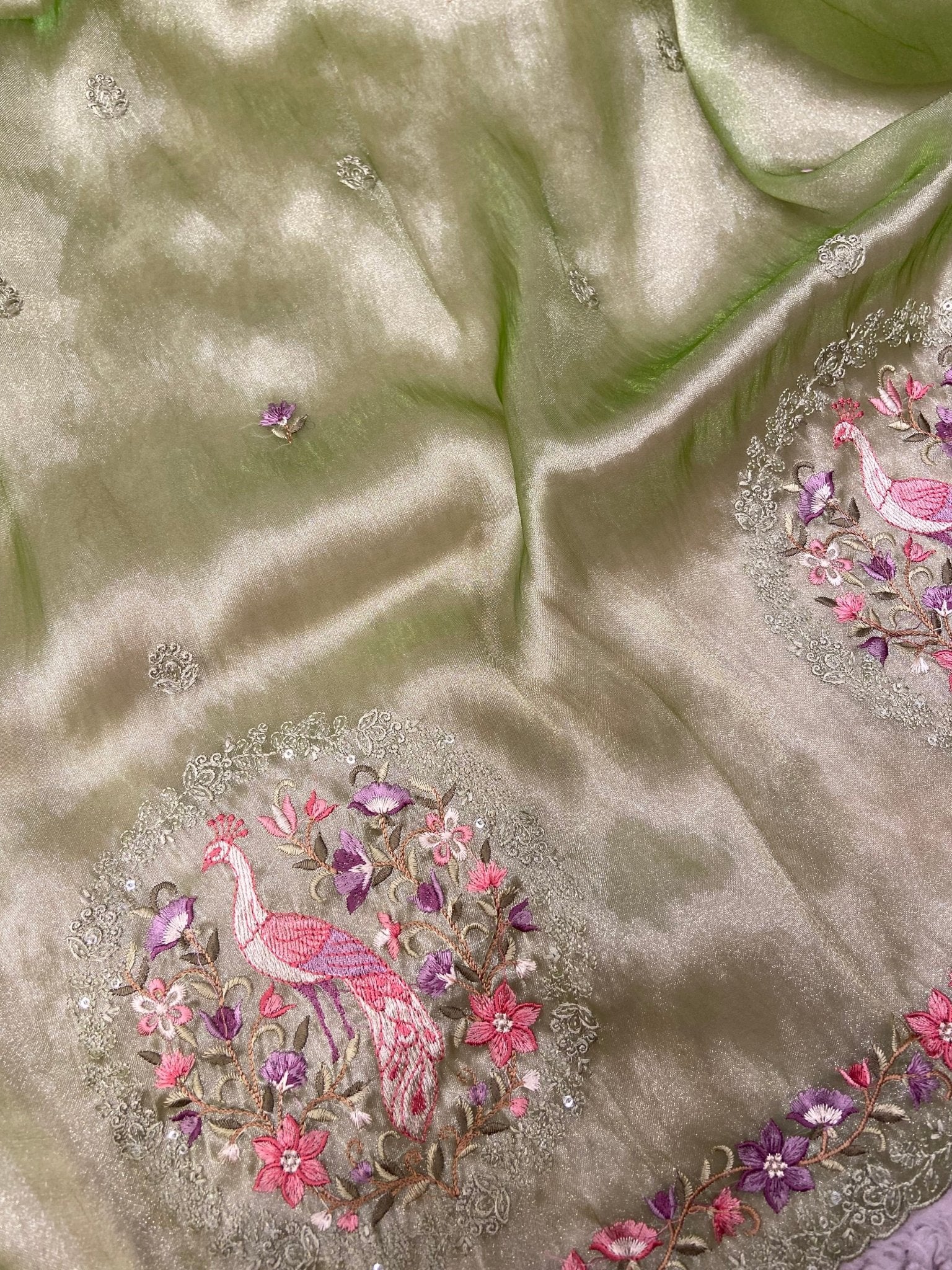 Pure Soft Tissue Organza Saree 💚 - Kanjeevaram Silk Mandir