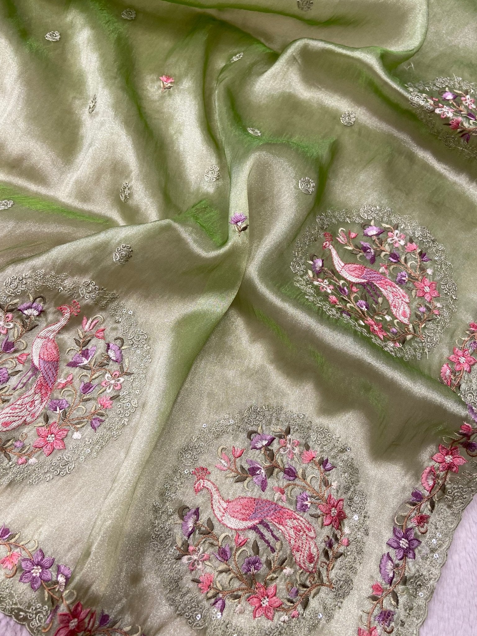 Pure Soft Tissue Organza Saree 💚 - Kanjeevaram Silk Mandir