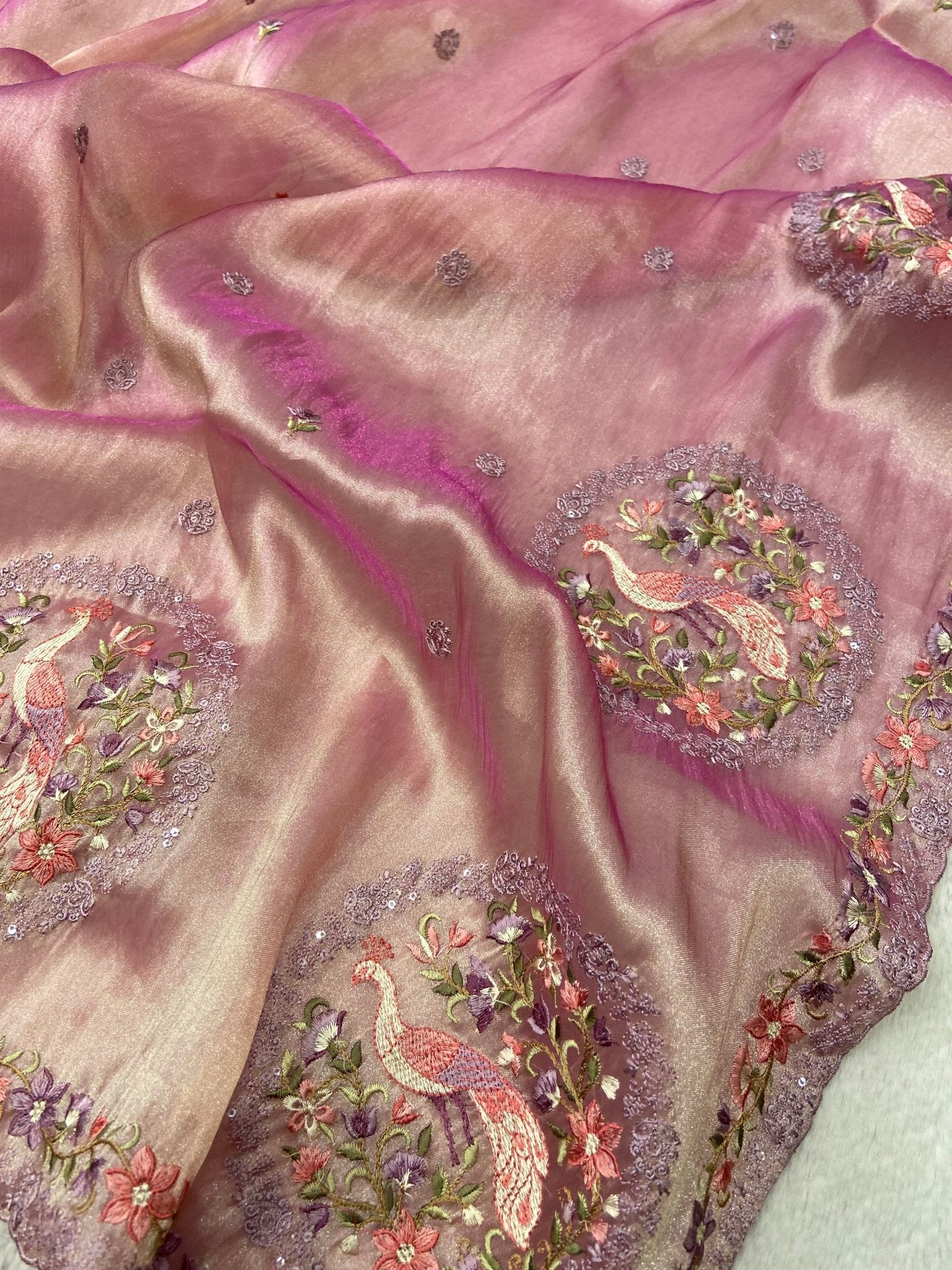 Pure Soft Tissue Organza Saree (lavender) - Kanjeevaram Silk Mandir