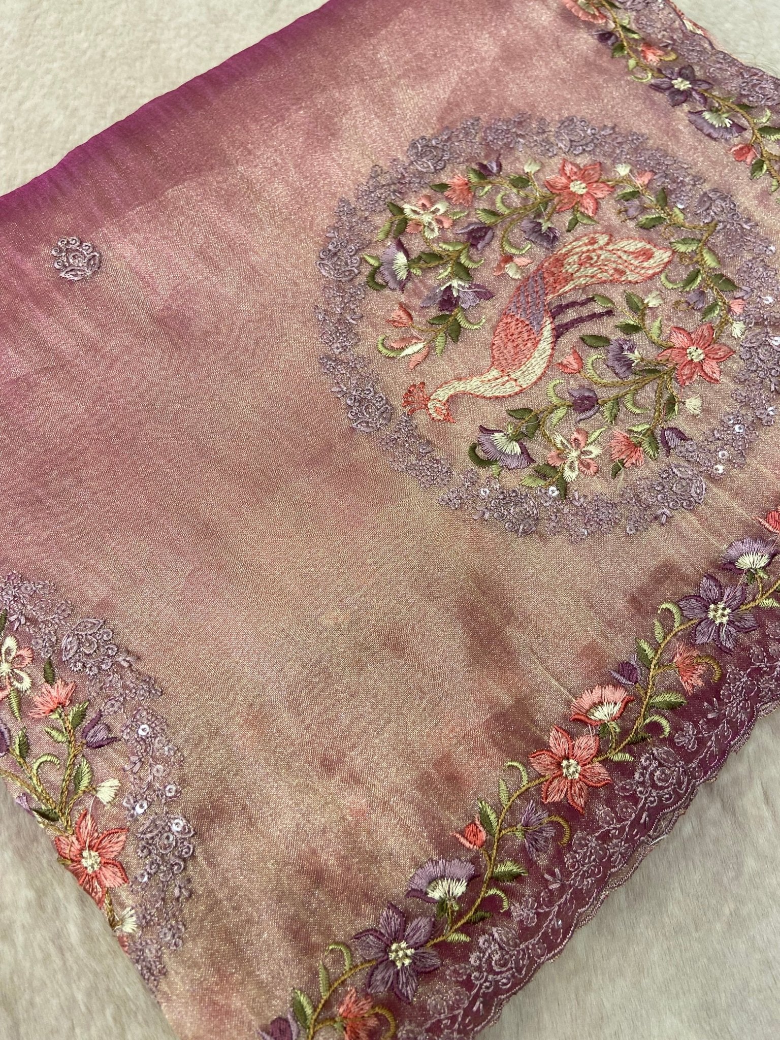 Pure Soft Tissue Organza Saree (lavender) - Kanjeevaram Silk Mandir