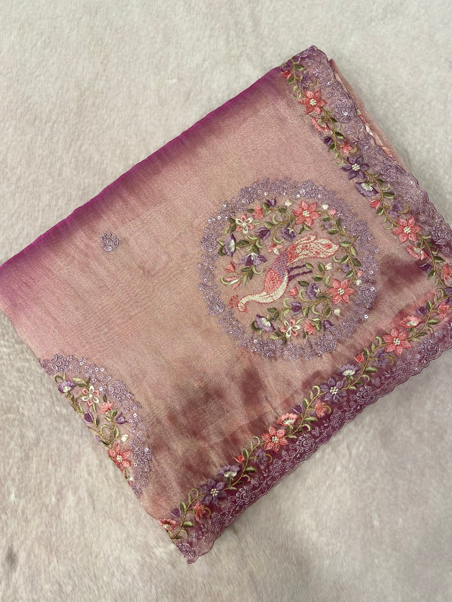Pure Soft Tissue Organza Saree (lavender) - Kanjeevaram Silk Mandir