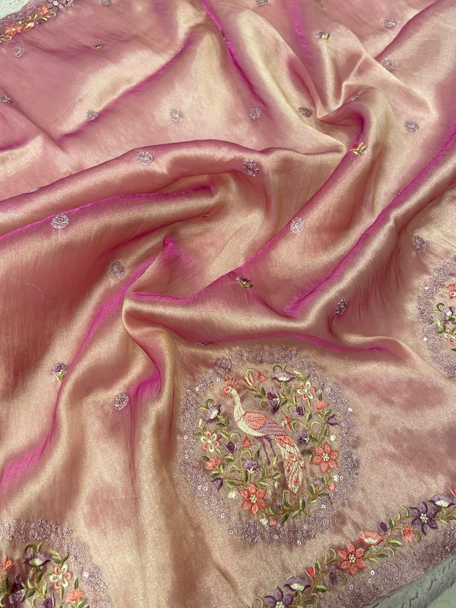 Pure Soft Tissue Organza Saree (lavender) - Kanjeevaram Silk Mandir