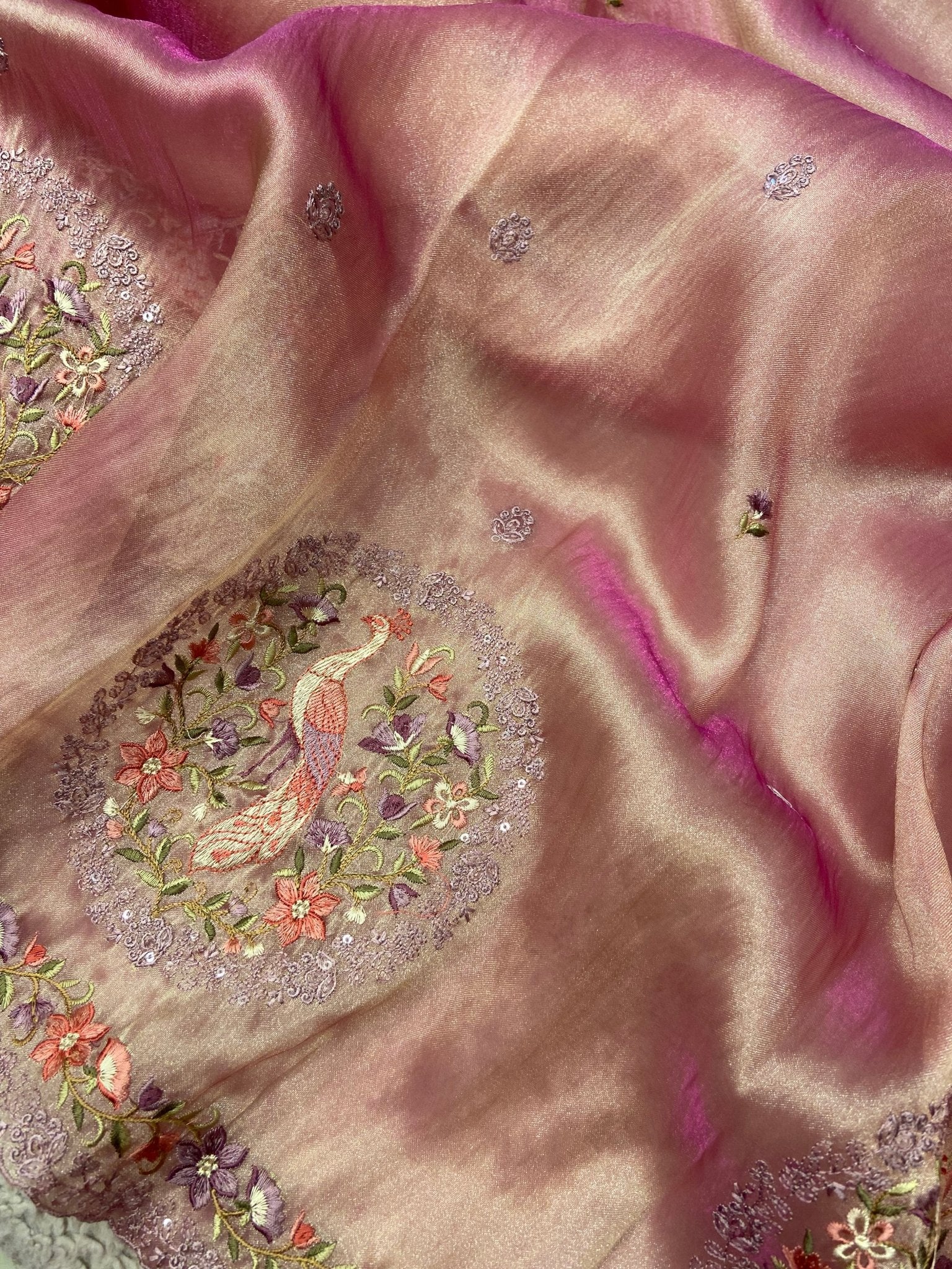 Pure Soft Tissue Organza Saree (lavender) - Kanjeevaram Silk Mandir