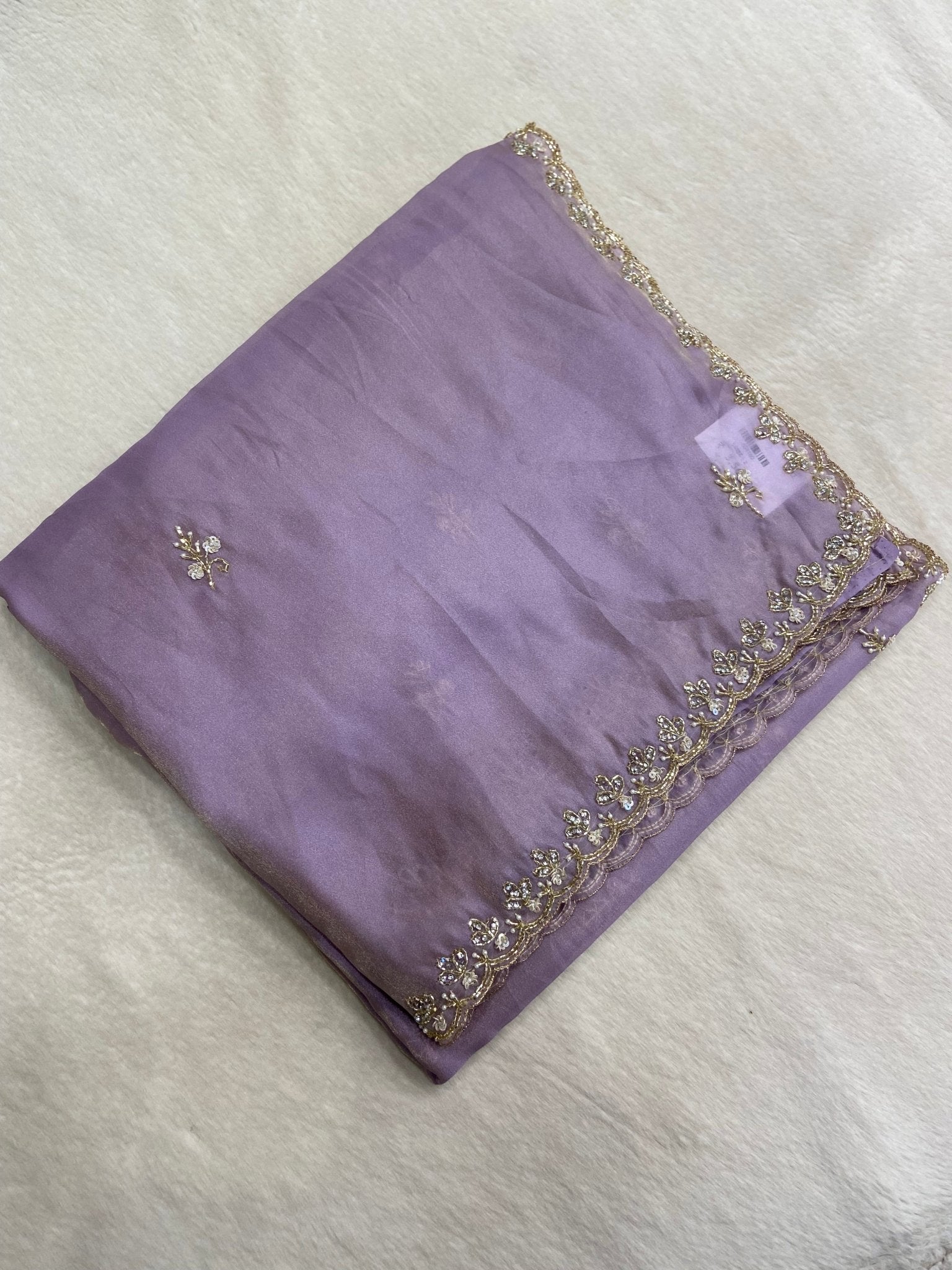 Pure Tissue Organza Saree (Lavender) - Kanjeevaram Silk Mandir