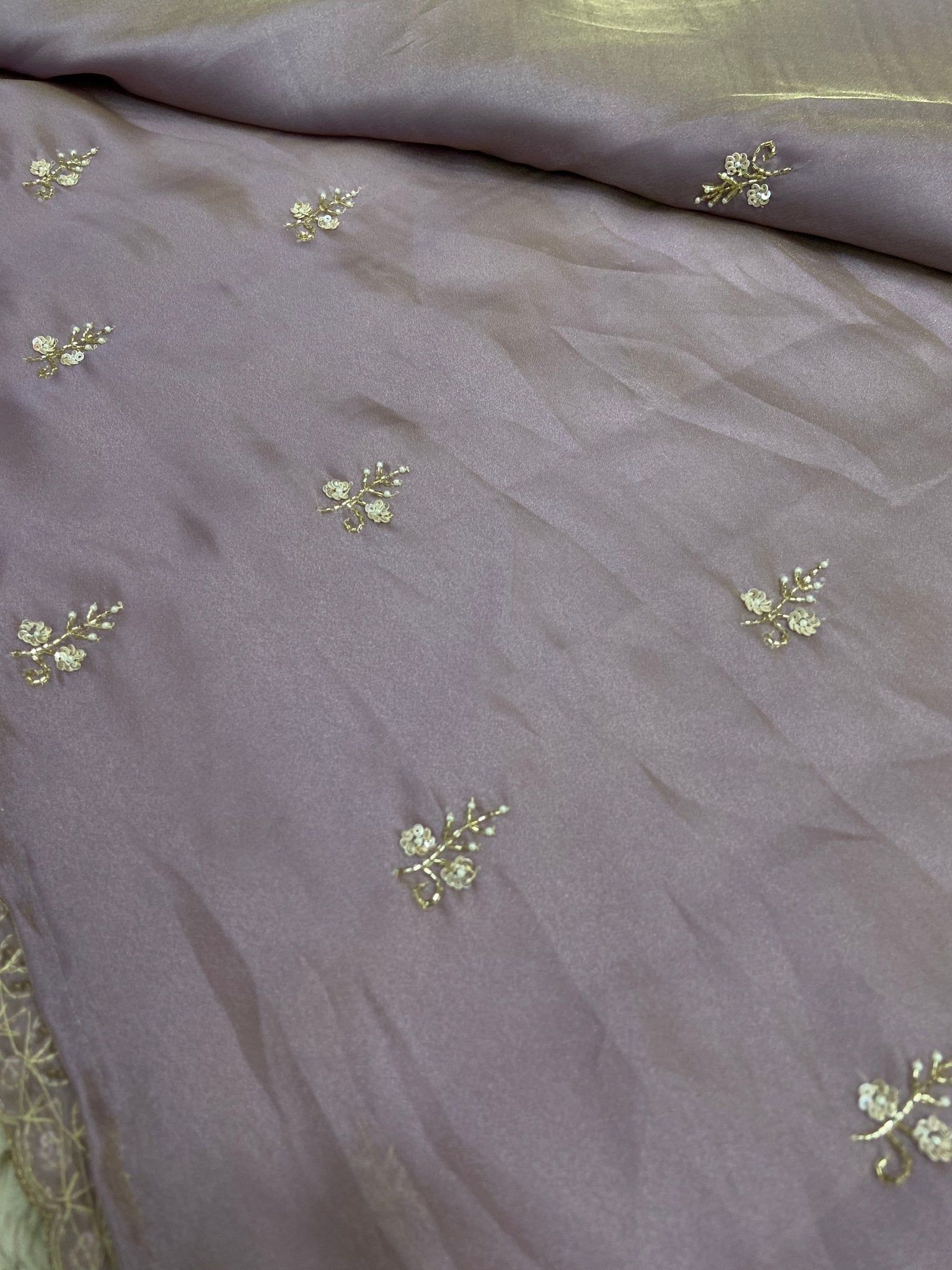 Pure Tissue Organza Saree (Lavender) - Kanjeevaram Silk Mandir